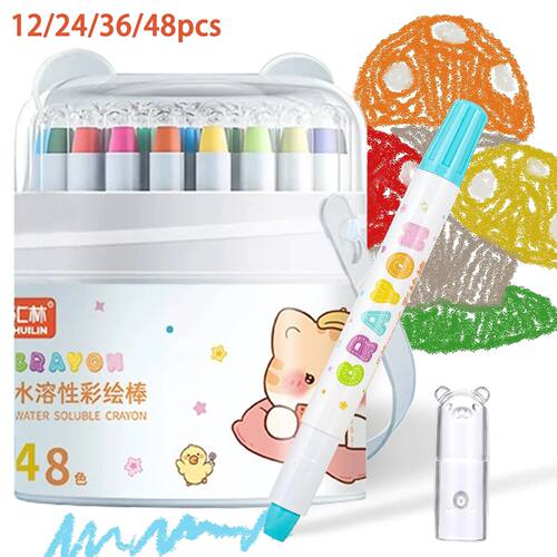 12 - 48 Color Silky Twistable Crayons,Washable Art Supplies,