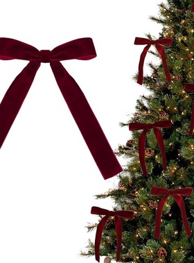 12pcs Burgundy Velvet Bows for Christmas Tree Decorations Wr