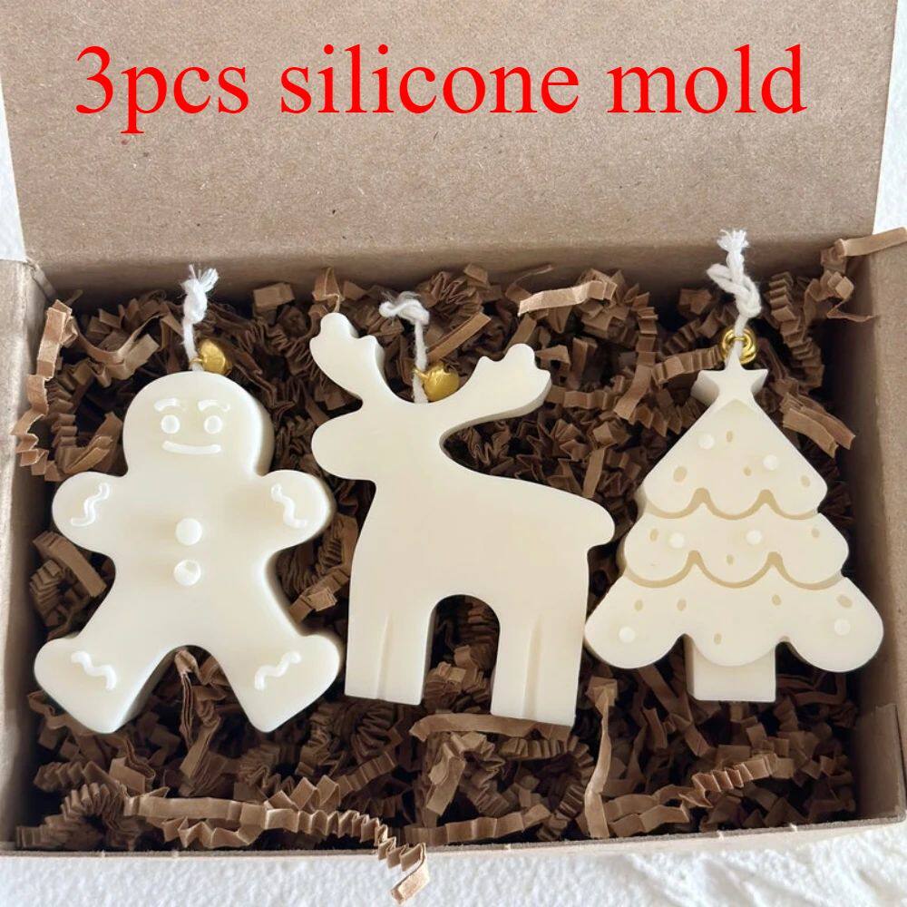 3pcs Christmas Scented Candle Making Kit  DIY Tree Gingerbre