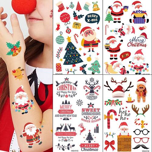 Children Christmas Temporary Tattoo Stickers Santa Claus Sno