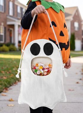 Halloween Ghost Bag Pattern DIY Trick or Treat Candy Storage