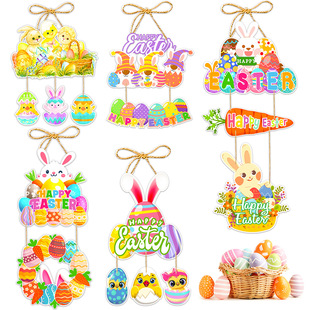 Wreath Easter Pendant Rabbit Props Paper Decoration Party