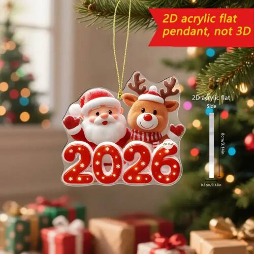 2D Cute Snowman New Year Gift Ornament, Classic Red & Snowma