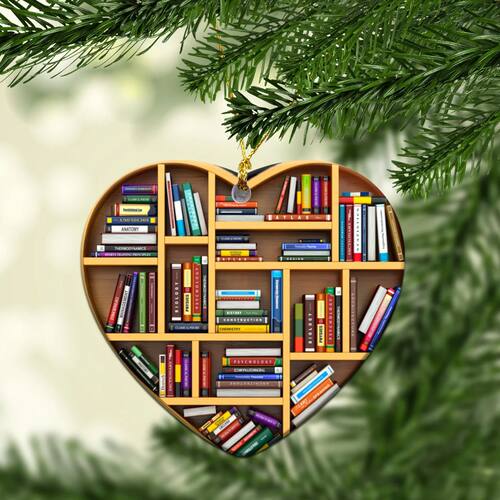 Christmas Decorations Book Lovers Heart Ornament Love Pendan