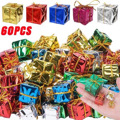 60/6Pcs Mini Xmas Foam Gifts Boxes Christmas Ornaments Gifts