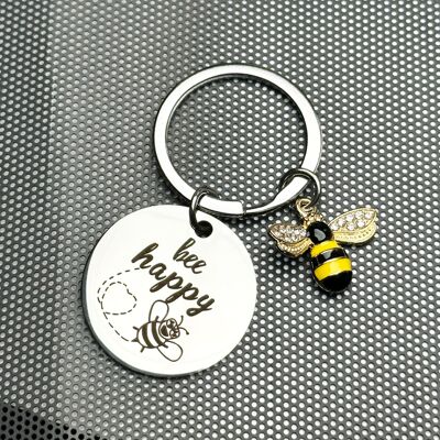 Bee Happy Teacher Teacher Gift Bee Stainless Steel Keychain