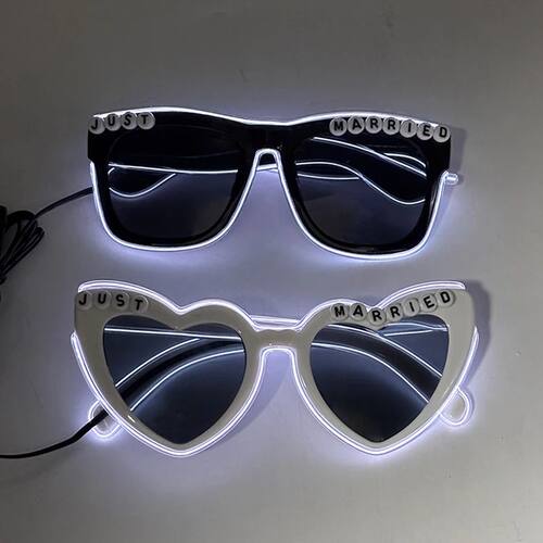 LED Just Married Glasses Wedding Party Bridal Shower Bride T