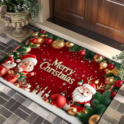Christmas Tree Santa Claus Elk Christmas Entry Door Floor Ma