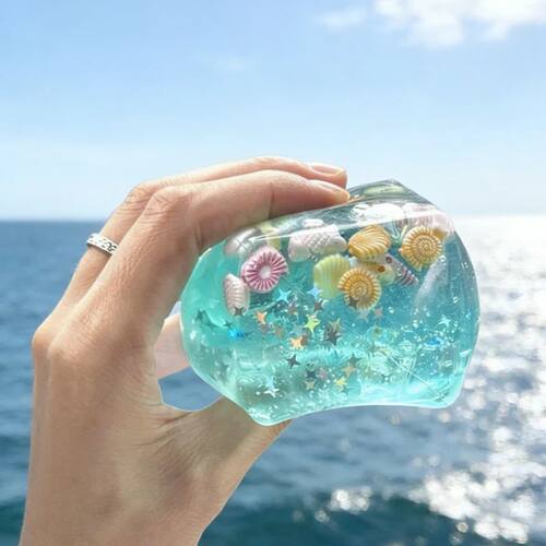 Blue Cubes Sea Squishy Fidget Toy Super Soft Transparent she