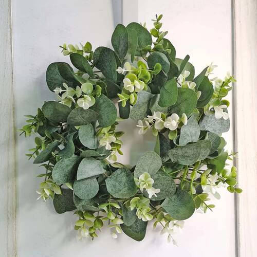 1pc Artificial Eucalyptus Wreath, Plastic Greenery Garland f