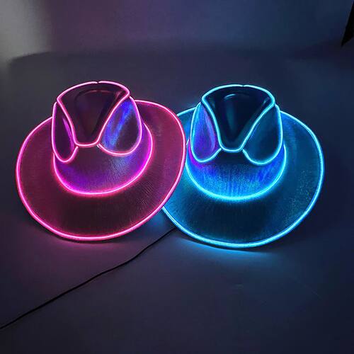 Glowing Decor  Supplies Luminous Cowboy hat  LED Pearlescent