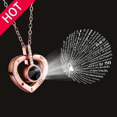 Love Heart Necklace 100 Languages I Love You Projection Pend