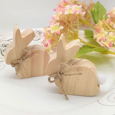 3pcs Wooden Easter Bunny Ornaments Farmhouse Vintage Indoor