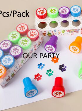 10Pcs/Pack Cute Dog Cat Paw Self-ink Stamps Toys for Kids Pe