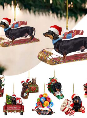Christmas Tree Hanging Ornaments Dachshund Dog Shaped Pendan