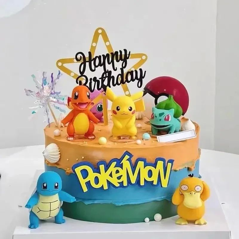 13Pcs/set Pokemon Cake Topper Anime Figure Pikachu Party Hap