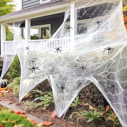 1 Set, 60 Soft Spider Webs Halloween Decorations Bonus With