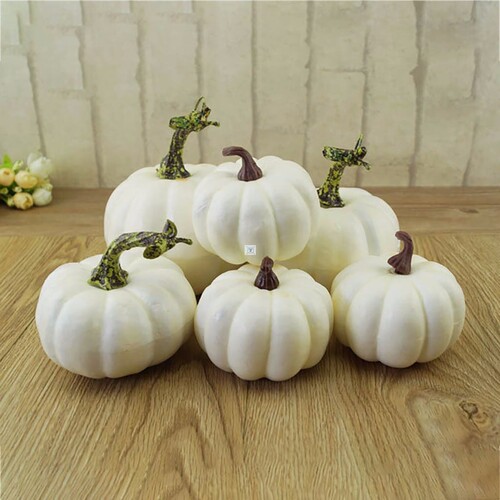 12pcs Set White Artificial Pumpkins Halloween Harvest Fall