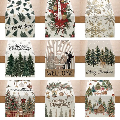 Christmas Elements Printed Table Runner Nordic Style Home Di