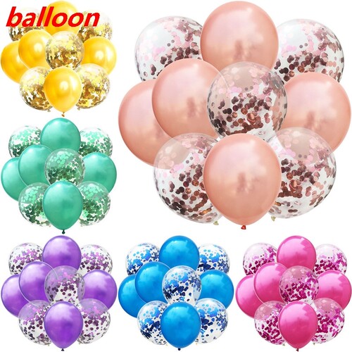 10Pcs Mixed Gold Confetti Balloons Birthday Party Decoration