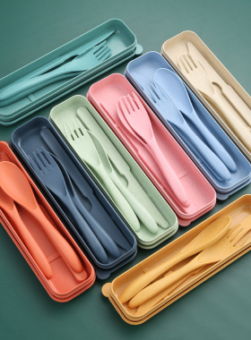 Tableware Set Wheat Straw Knife, Fork And Spoon Three-piece
