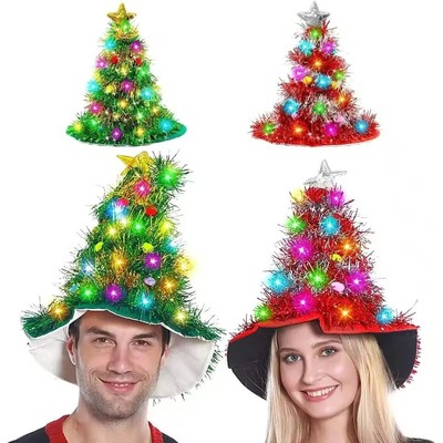 2026 Adults Kids Blinking Glowing Christmas Tree Hats Santa