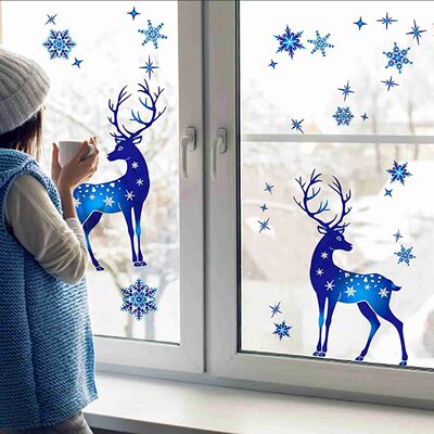 Christmas Window Clings Ornament Snowflake Sticker Glass Win