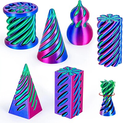 6 Pack Spiral Cone Fidget Toys 3D Printed Impossible Passthr