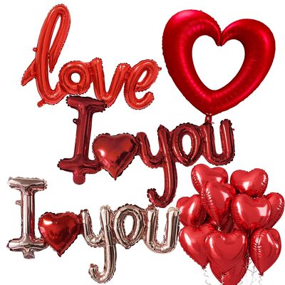 Valentines Day Balloon I Love You Foil Balloons Red Heart Ba
