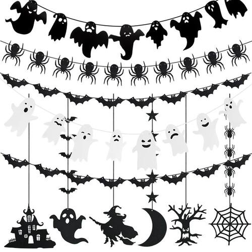 1set Halloween Decoration Banner Bunting Scary Spider Ghost