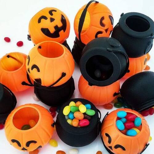 6/10pcs Mini Halloween Candy Bucket Pot Witch Skeleton pumpk
