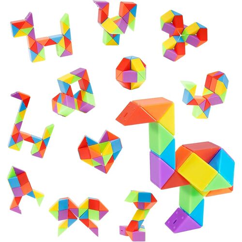 3pcs Mini Fidget Snake Cube Rainbow Twist Puzzle Stress Reli