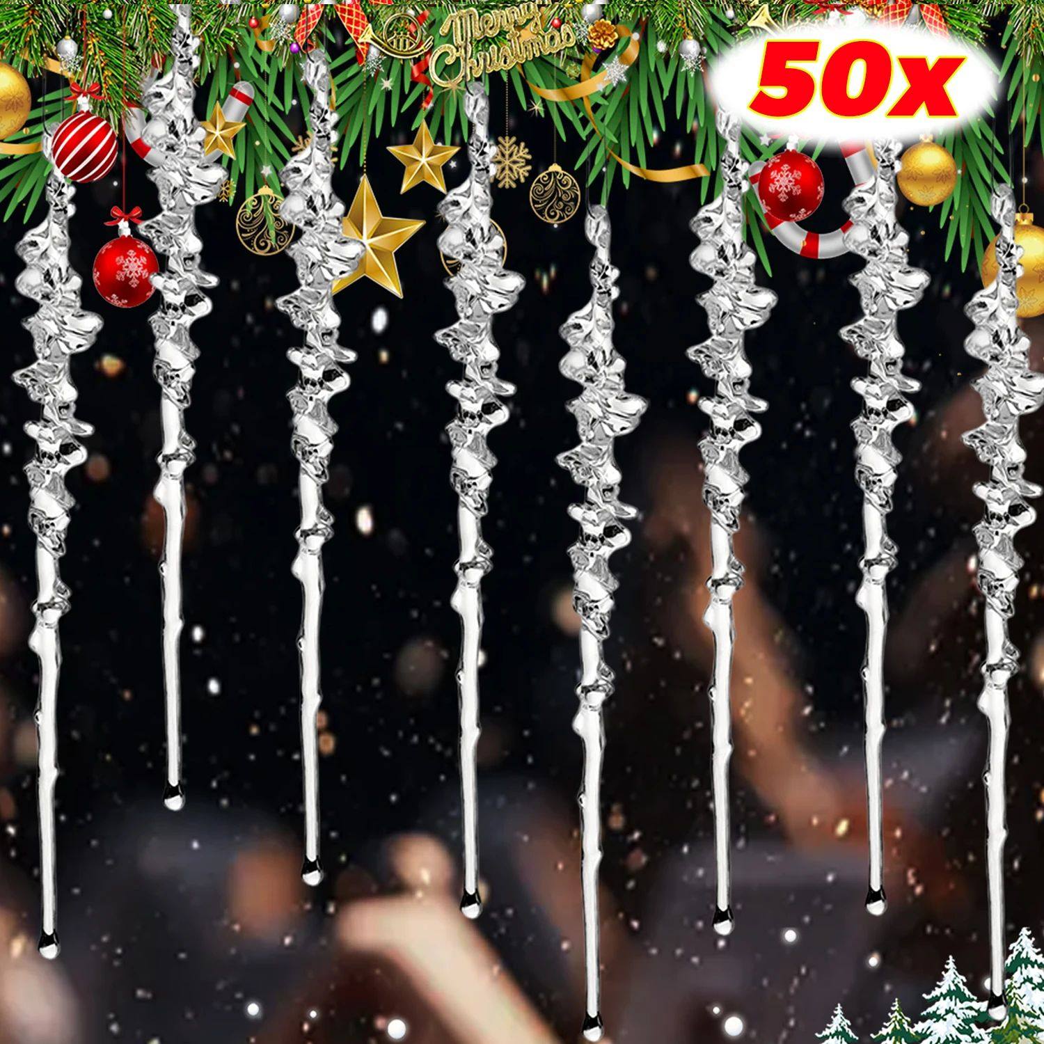 Clear Acrylic Icicle Ornaments for Christmas Tree Decoration图片