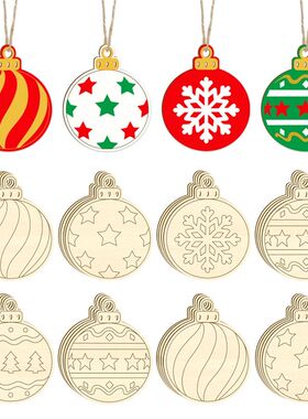 20Pcs Wooden Christmas Ornaments Christmas Balls Pendant DIY