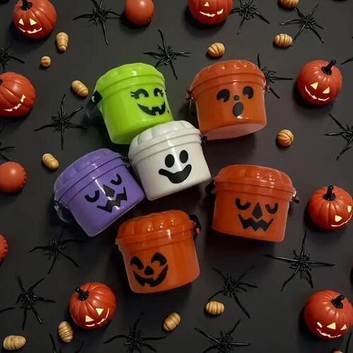 Cute Plastic Halloween Bucket With Trick Or Treat Slogan Dur