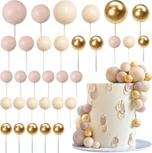 Apricot Gold Light Brown Ball Cake Topper Shaped Cupcake Ins