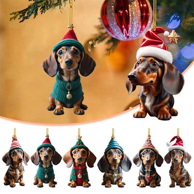 Cartoon Cute Dog Christmas Ornaments Fun Dachshund Dog Hangi