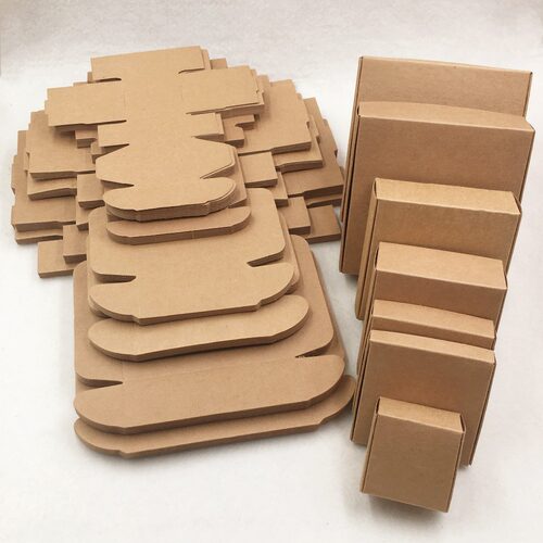 50pcs Multi Size Cute Square Kraft Packaging Box Wedding