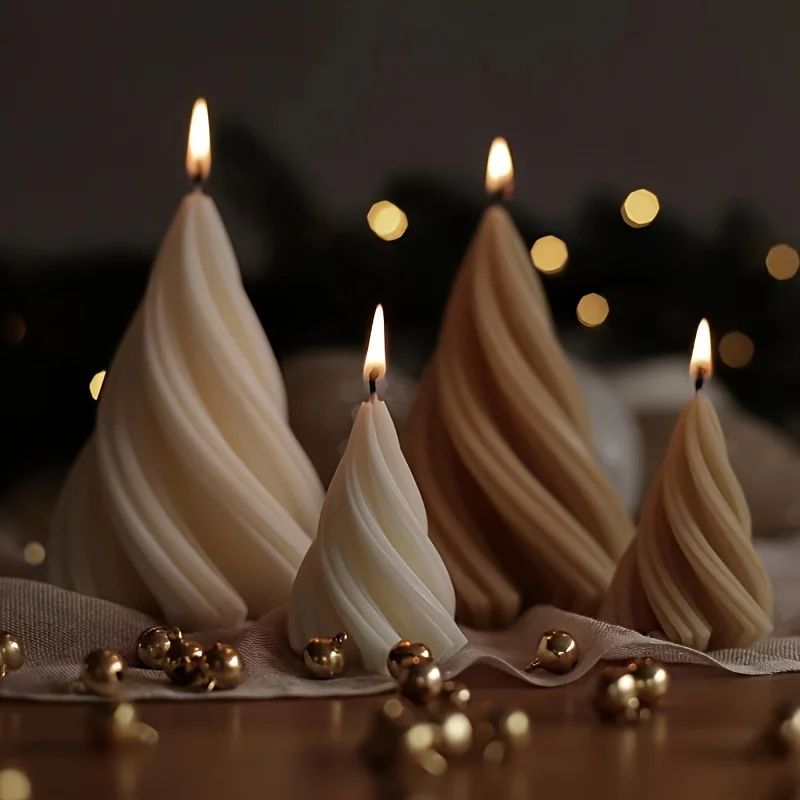 3D Geometric Christmas Tree Moulds Silicone Spiral Taper Res