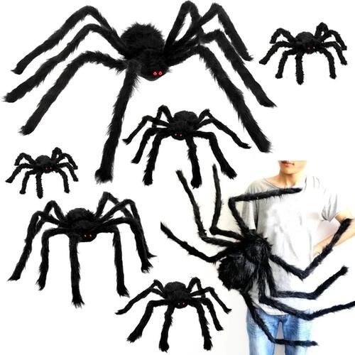 Halloween Plush Spider, 30-200cm Outdoor Giant Spider Decor