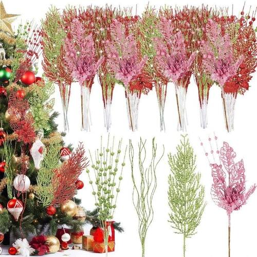1Pc Glitter Artificial Berries Stems Christmas Decoration Xm