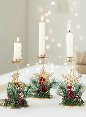 Christmas Candle Holder Golden Iron Snowflake Star Tree Rein