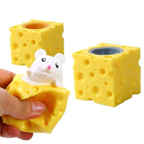 Pop Up Funny Mouse And Cheese Block Squeeze Anti Stress Toy