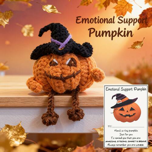 Cartoon Holding Card Halloween Pumpkin Positive Energy Pure