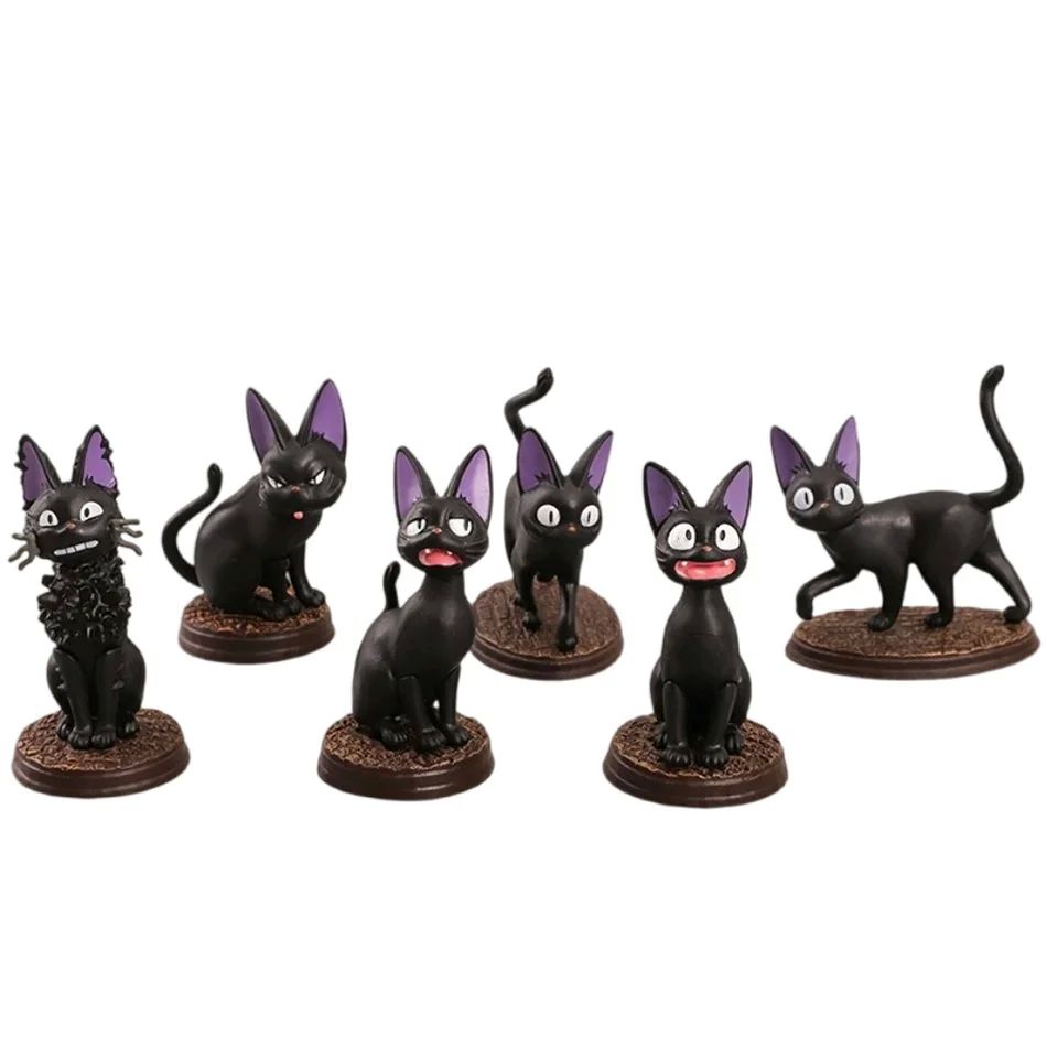 6pcs/set Cartoon Black Cat Jiji Gigi Figure PVC Action Toy D