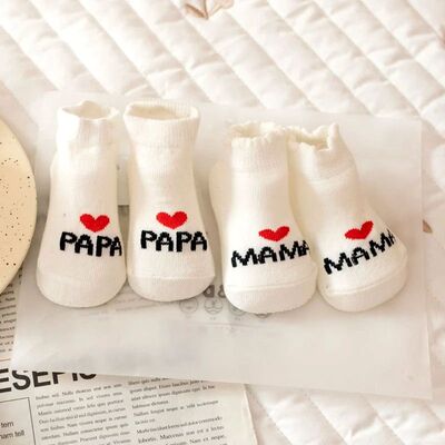 2Pairs Newborn Baby Girls Boys Socks White Cute Love MAMA PA