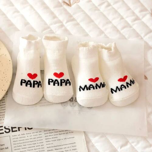 2Pairs Newborn Baby Girls Boys Socks White Cute Love MAMA PA