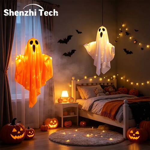 Halloween Hanging Light Up Ghost Lamp, Battery Operated LED