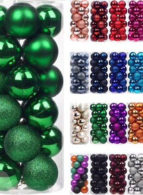 Christmas Balls Ornaments 24Pc Green Colorful Shatterproof C