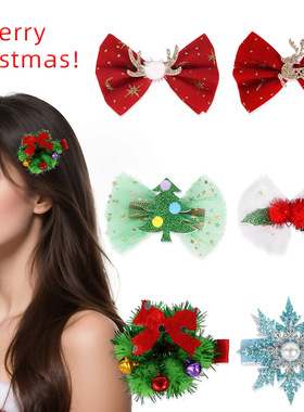 Christmas Hair Accessories Gauze Bow Hairpin Women's Christm
